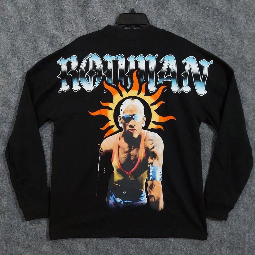 Rodman Sweatshirt Mens Medium‎ Black Dennis Rodman Sun Graphic Pullover Crewneck